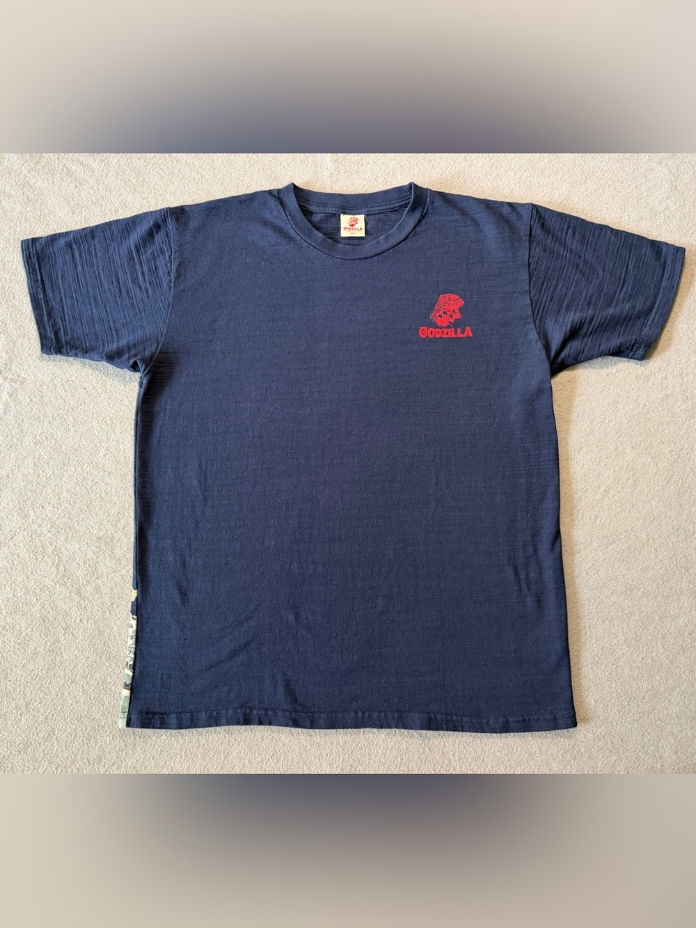 Toho Godzilla Ukiyo-e Japan T-Shirt Men’s XL Navy Blue Kaiju Anime Graphic Tee